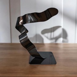 sculpture abstraite gris noir
