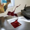 sculpture métal abstraite rouge