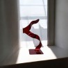 sculpture métal abstraite rouge