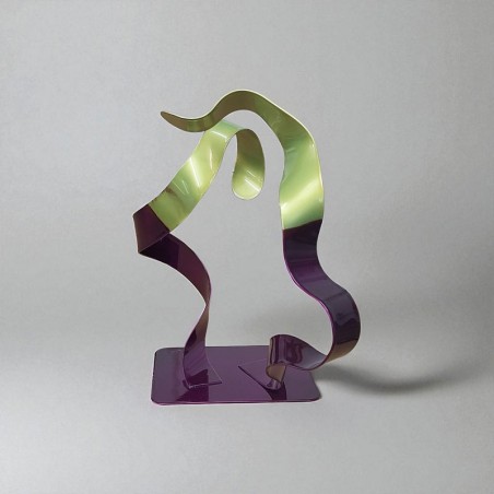 sculpture abstraite métal vert violet sculpture abstraite métal vert violet