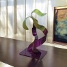 sculpture abstraite métal vert violet