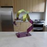 sculpture abstraite métal vert violet