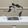 sculpture abstraite métal chrome et noir