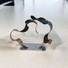 sculpture abstraite métal chrome et noir