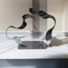 sculpture abstraite métal chrome et noir