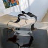 sculpture abstraite métal chrome et noir