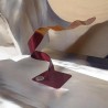 sculpture abstraite en métal orange et rouge