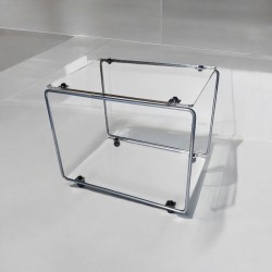 petite table d'appoint en métal et plexiglas