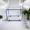 Petit présentoir design artisanale crée et fabriquée en France, modulable, plexiglas et métal peint bleu marine