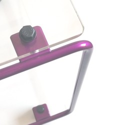 Table de nuit, de chevet moderne, artisanale crée et fabriquée en France, plexiglas et métal peint violet