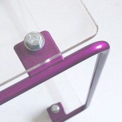 Table de nuit, de chevet moderne, artisanale crée et fabriquée en France, plexiglas et métal peint violet