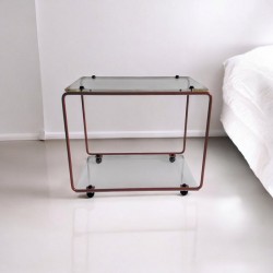 table de chevet plexiglas et métal