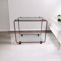 table de chevet plexiglas et métal