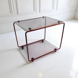 table de chevet plexiglas et métal
