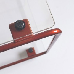 Table de nuit, de chevet moderne, artisanale crée et fabriquée en France, plexiglas et métal peint couleur cuivre
