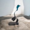 sculpture abstraite métal noir et turquoise