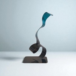 sculpture abstraite métal noir et turquoise