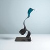 sculpture abstraite métal noir et turquoise