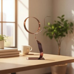 sculpture métal ruban torsadé rouge et orange