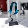 sculpture métal ruban torsadé turquoise et noir