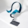 sculpture métal ruban torsadé turquoise et noir