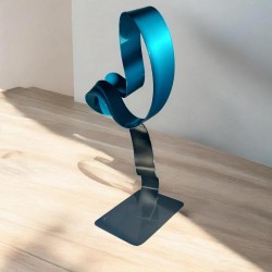 sculpture métal ruban torsadé turquoise et noir