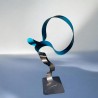 sculpture métal ruban torsadé turquoise et noir