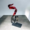 sculpture abstraite métal rouge noir