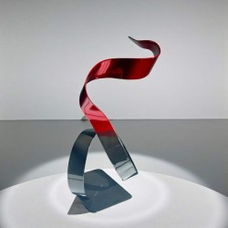 sculpture abstraite métal rouge noir