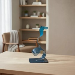 Sculpture abstraite artisanale en métal NaguraDesign, en acier couleur noir et turquoise, sculpture moderne design