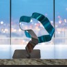 sculpture métal ruban torsadé turquoise et noir