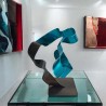 sculpture métal ruban torsadé turquoise et noir