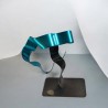 sculpture métal ruban torsadé turquoise et noir