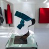 sculpture métal ruban torsadé turquoise et noir