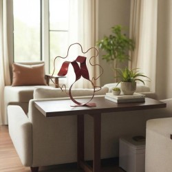 sculpture abstraite métal rouge et orange