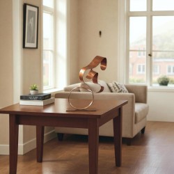 sculpture abstraite contemporaine métal rouge et orange