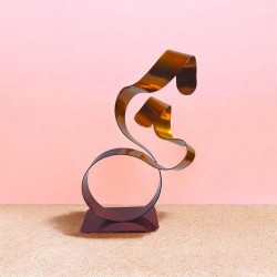 sculpture abstraite contemporaine métal rouge et orange