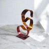 sculpture abstraite contemporaine métal rouge et orange