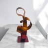 sculpture abstraite contemporaine métal rouge et orange