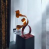 sculpture abstraite contemporaine métal rouge et orange