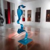 sculpture abstraite serpent en métal bleu turquoise