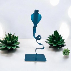 sculpture abstraite serpent en métal bleu turquoise