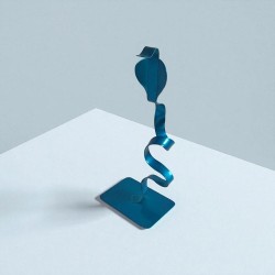 sculpture abstraite serpent en métal bleu turquoise