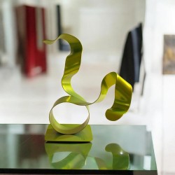 sculpture abstraite contemporaine métal vert anis