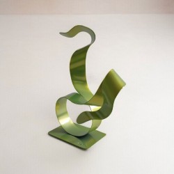 sculpture abstraite contemporaine métal vert anis