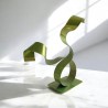sculpture abstraite contemporaine métal vert anis