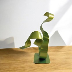 sculpture abstraite contemporaine métal vert anis
