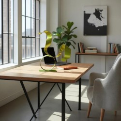 sculpture abstraite contemporaine métal vert anis