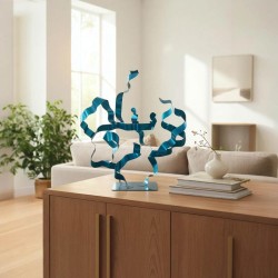 sculpture abstraite métal bleu turquoise