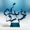sculpture abstraite métal bleu turquoise